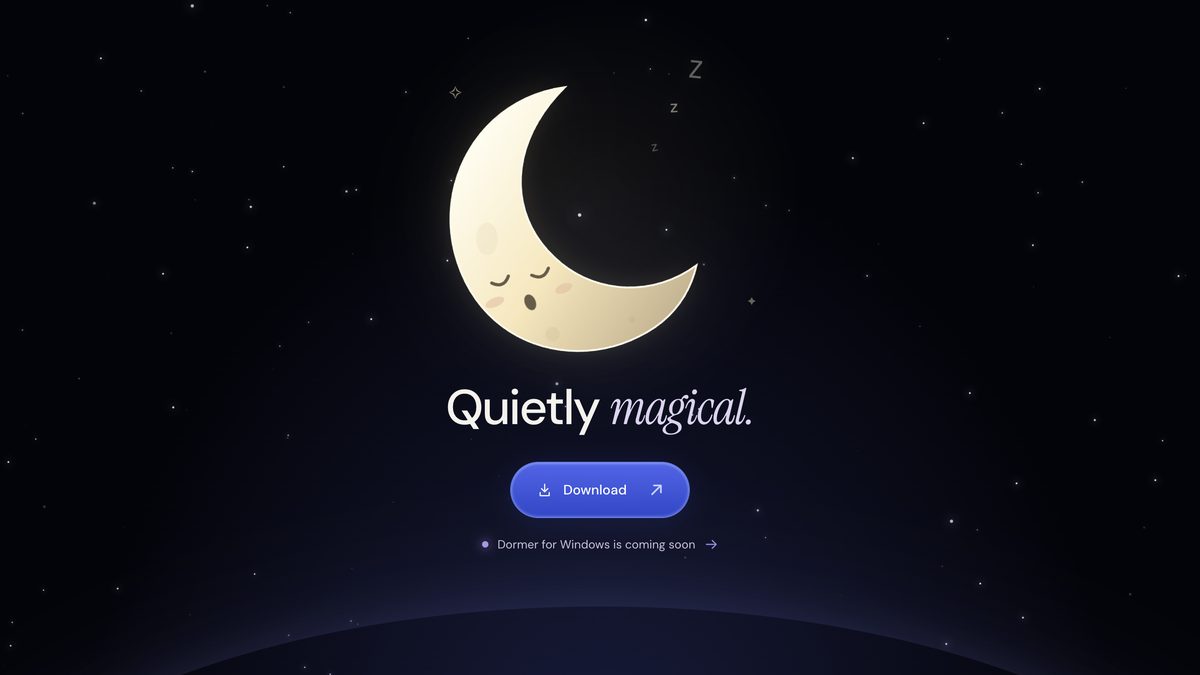 Screenshot of the Dormer landing page